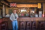My Dad, Nick, contemplating a beer at the Highest Pub ... at the Sani Top Chalet