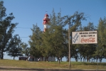 The Beira lighthouse sports Coca Cola colours and billboard