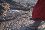 Testing&rdquo; the lava with our walking sticks